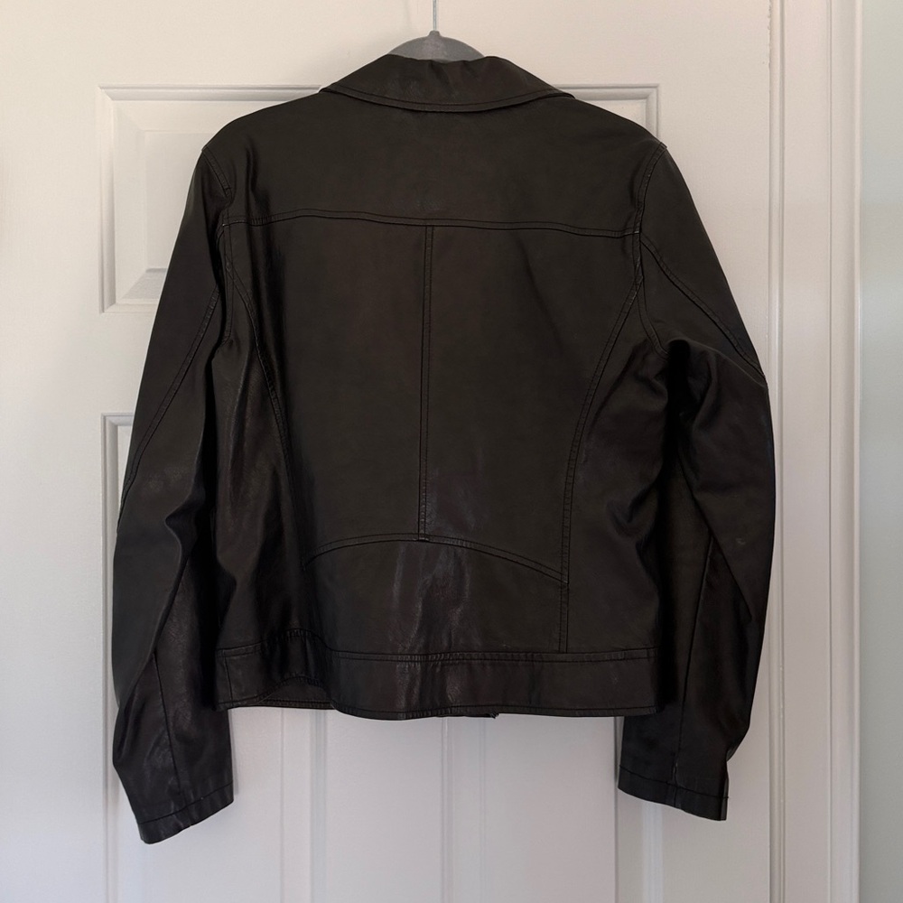 Universal Thread Black Leather Asymmetrical Zip J… - image 3